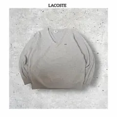 イギリス製 LACOSTE ラコステ 刺繍ロゴ Vネック ニット セーター Lのサムネイル