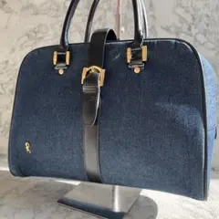 極美品】ロベルタディカメリーノ ハンドバッグ ネイビー ベロア 