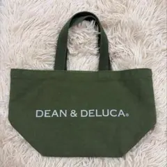 DEAN & DELUCA トートバッグ カーキ　Sサイズ　ロゴシルバーラメ