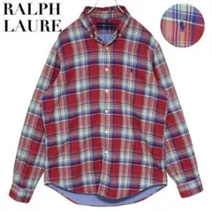Ralph Lauren ラルフローレン チェック ネルシャツ 刺繍ロゴ L相当