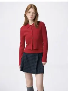 GU 2ピースリブニットポロシャツ（ノースリーブ付き）