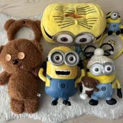 ミニオンポップコーンバケツ ティッシュケースぬいぐるみカチューシャメガネ セット