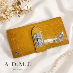 ADMJ アールデコ スワロフスキー 長財布 クロコダイル型押し 本革のサムネイル