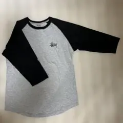 Stussy グレー ブラック ラグランTシャツ M