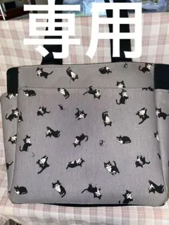 サイドポケット付きトートバッグ大　猫柄　専用　ねこママ様