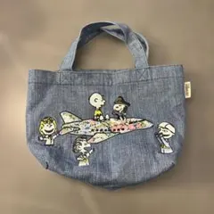 スヌーピー 刺繍デニムトートバッグ