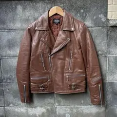 ◆HORN WORKS◆肉厚レザーライダースジャケット茶S