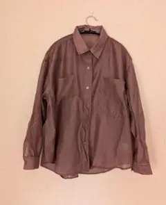 .WORKS シースルーブラウンシャツ　秋服　ブラウン