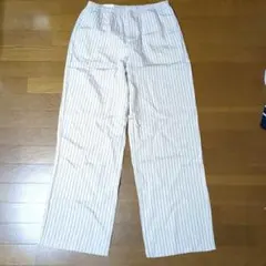 新品　ZARA　ストライプイージーパンツ　M ベージュ系