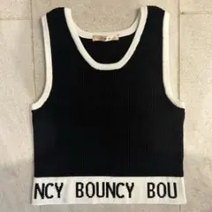 【美品】レトロガール　リブニット　タンクトップ　レディース　ブラック　黒　フリー