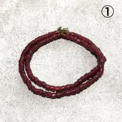 アンティーク 極血赤 ヴェネチア産 ホワイトハーツ一連大粒 赤ビーズ 年代物 ①