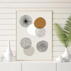 アート ポスター A4 韓国インテリア 植物 花瓶 木 北欧 サークル グレー