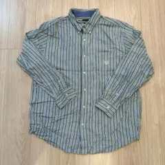 CHAPS チャップス 長袖BDシャツ L 緑 ストライプ