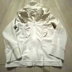 プティマイン フリル ラッシュガード 100cm ホワイト パーカー 水着