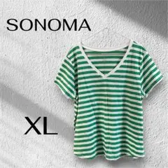 SONOMA 【XL】ボーダーTシャツ ホワイト×グリーンのサムネイル