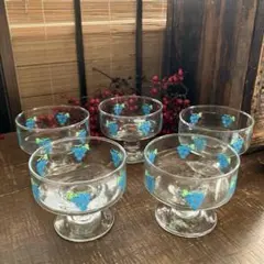 昭和レトロ︎ポップ︎ ヴィンテージ︎ 青 水色 グレープ　デザートグラス︎ 氷コップ︎