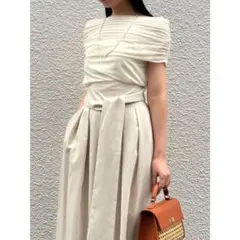 ラグナムーン ウエストリボン2タックワイドパンツ