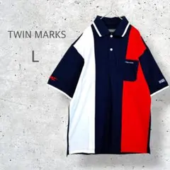 【TWIN MARKS】　ポロシャツ　本間ゴルフ　ゴルフウェア　バイカラー　Lのサムネイル