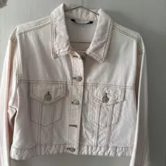 ZARA 薄ピンク クロップドデニムジャケット M