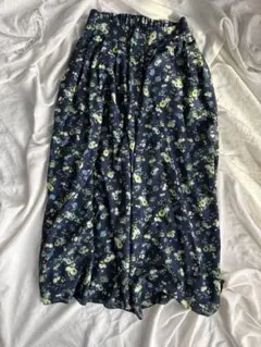 LEPSIM 花柄ロングスカート Mサイズ ネイビー