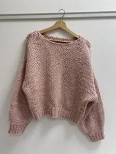 ローゲージニット ピンク