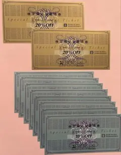 ゼビオ　株主優待券20%OFF×2枚、10%OFF×8枚