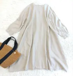 HEAVENLY　ヘブンリー　フレンチリネンサイドギャザーワンピース　ベージュ