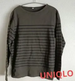 UNIQLOボーダートップス メンズ Lサイズ カーキ