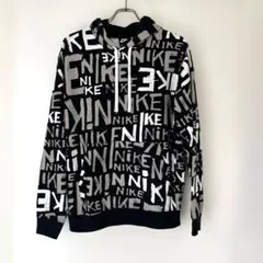 【大人気・総柄】ナイキ NIKE パーカー 総柄 ロゴグラフィック ブラック L
