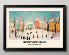 16270■ポスター アート 絵画『メリークリスマス　Xmas』A3 マット紙
