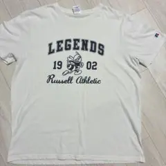 ラッセルアスレチック カレッジTシャツ 白 XXL表記 M L相当 ハチ 00s