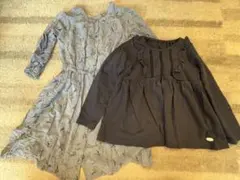 タルティーヌ・エ・ショコラのトップスと花柄 長袖ワンピースの2点セット 110