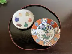 九谷焼　青郊窯　小皿　菊皿　花鳥　１枚　＊　九谷焼　鏑木商舗　豆皿　瓢箪　１枚のサムネイル