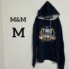 M&M 【M】連帽深藍色連帽衫 抓絨內襯 上衣 長袖