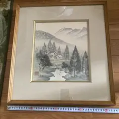 水墨画 冬の風景 金色フレーム 冬の風景 水墨画 金色フレーム付き - メルカリ