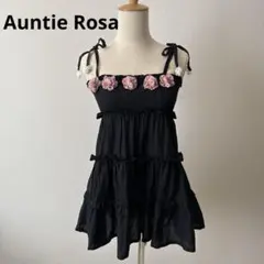 平成当時物 Auntie Rosa 綿100%花モチーフ2WAYチュニック　黒のサムネイル