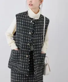 【新品、未使用】ロペピクニック　ツイードジレベスト　ブラック