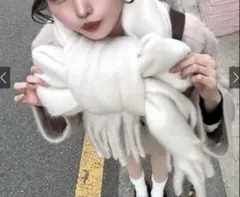 GRL 起毛フェイクウールフリンジボリュームマフラー fo1250