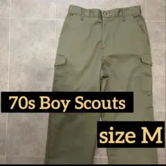 70s USA製 ボーイスカウト カーゴパンツ size M カーキ taron