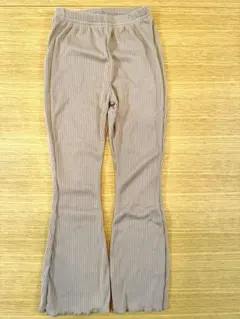 SHEIN ベージュ リブ編み フレアパンツ 7Y