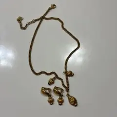 ゴールドトーン チェーンネックレス イヤリング