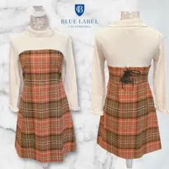 ブルーレーベルクレストブリッジ　ニットワンピース　38　レザーリボンレースアップ