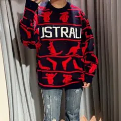 オーストラリアコアラ総柄ニットセーターy2kお土産カンガルー多系統古着平成ギャル