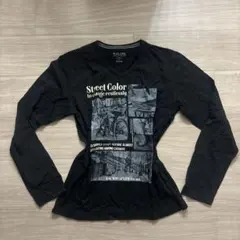 PLUS ONE 長袖Tシャツ ブラック フォトプリント