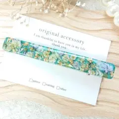 1792＊ハンドメイド♡押し花のヘアクリップ　グリーン