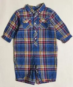 美品ラルフローレン　70 マドラスチェックシャツロンパース綿素材