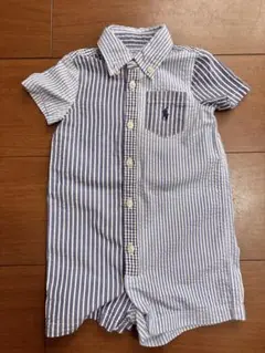 【size70/6M】Ralph Lauren ストライプロンパース