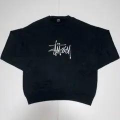 半*ス様 Stussy 刺繍ロゴ スウェット 黒 L ダメージ フェード