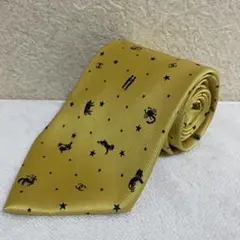 美品　CHANEL シャネル　ネクタイ　高級シルク　総柄　イエロー　オシャレ
