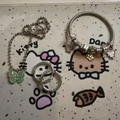 蝶ネックレス・ブレスレット・リング3点セット